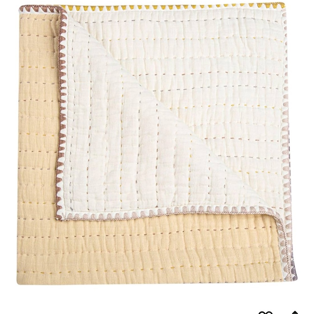 Kendi Crane Baby Blanket Quilted Cotton 36” X 36”